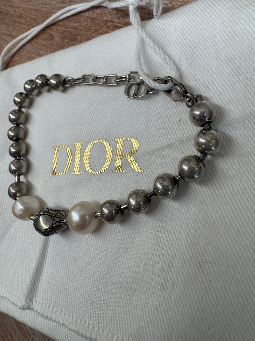 Dior Silver Bead and Pearl Bracelet - NWT
