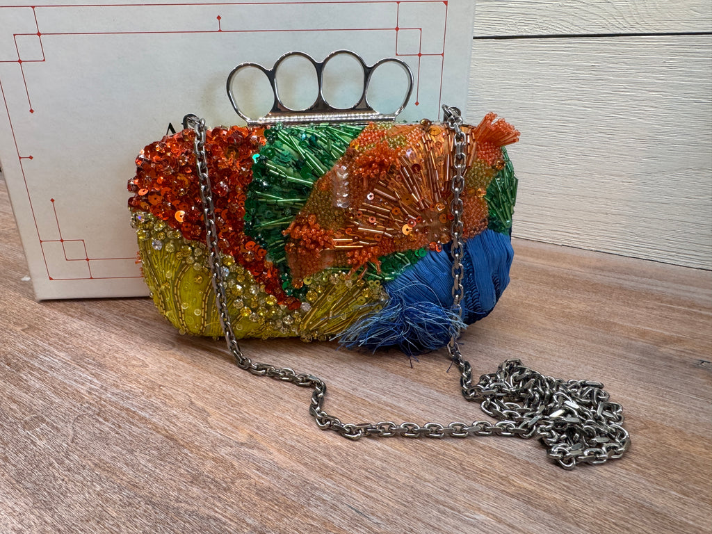 6133 - Alexander McQueen Four Ring Patchwork Sequins Box Clutch Bag - Retail $4590