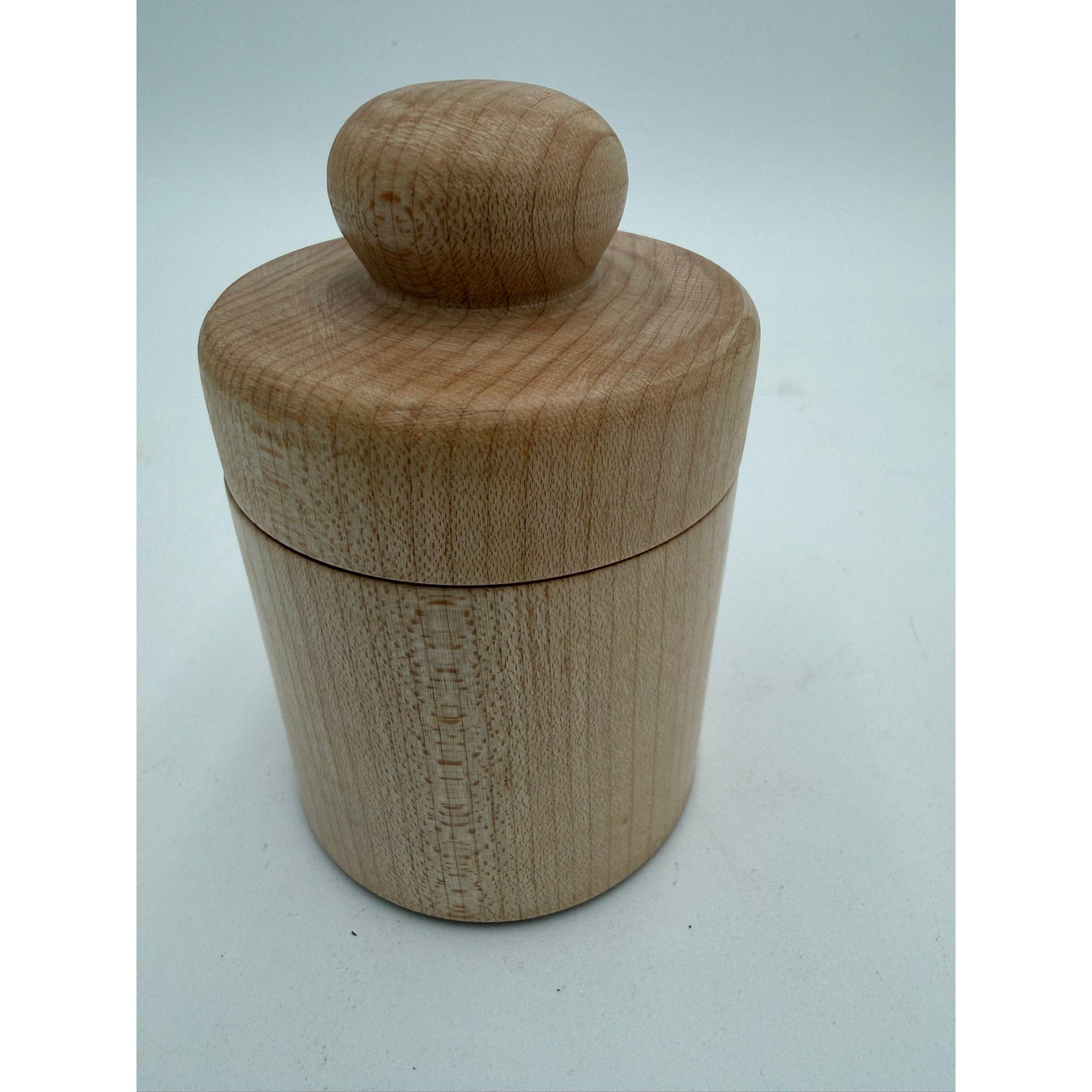 Hand Turned Maple Lidded Box for Keepsakes, functional desk organizer, 4x3 size, minimalist wood container, small storage jar