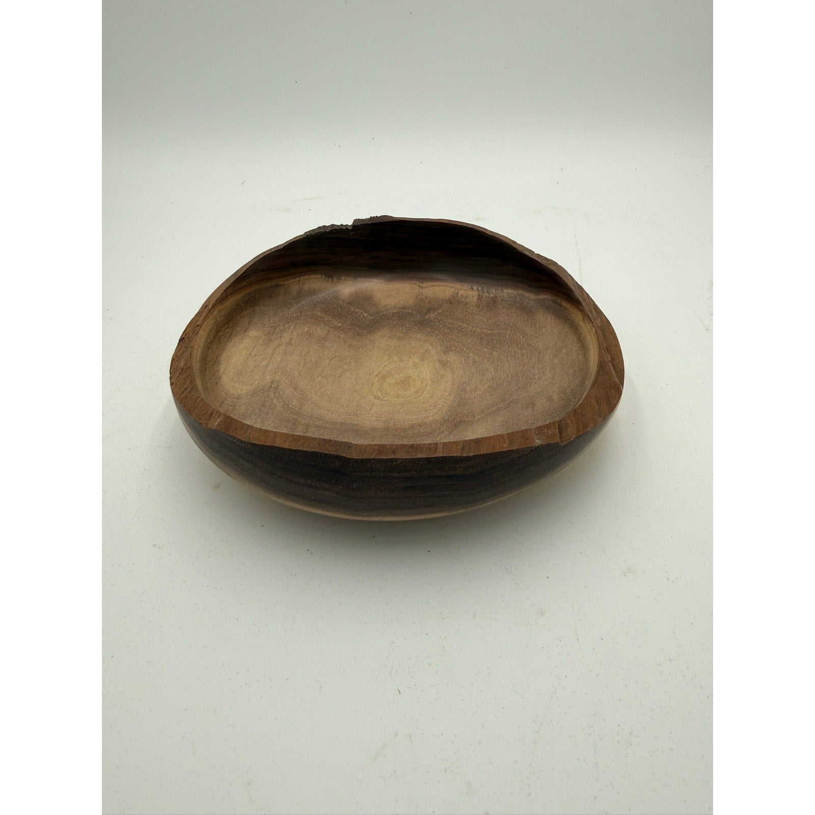 Hand Turned Wood Bowl, Live Edge Walnut