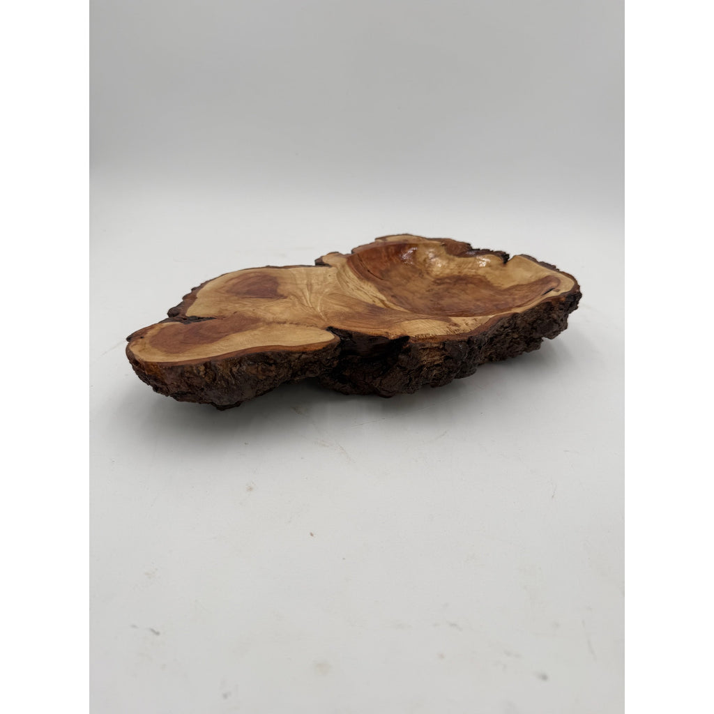 Maple Burl Live Edge Hand Turned Wood Bowl, decorative centerpiece, 11"x7"x2", artisan crafted, natural bark edge