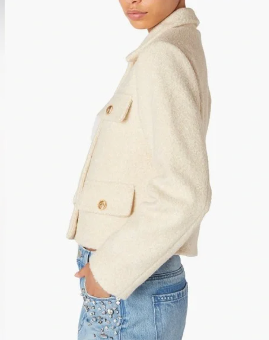 BLANKNYC Bouclé Crop Shacket Beige - NWT (Retail $148) - Size L
