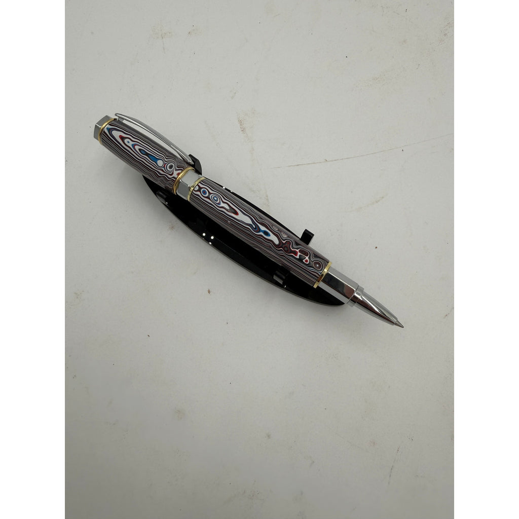 Hand Turned Fordite Rollerball Pen Gift Set, executive gift, hand crafted, rare fordite barrel, smooth writing, upgradeable refill