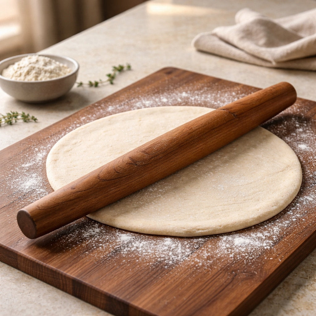 Hand Turned French Rolling Pin for Bakers, 18–20 inch length, tapered ends, smooth finish, quality hardwood, dough and pastry tool