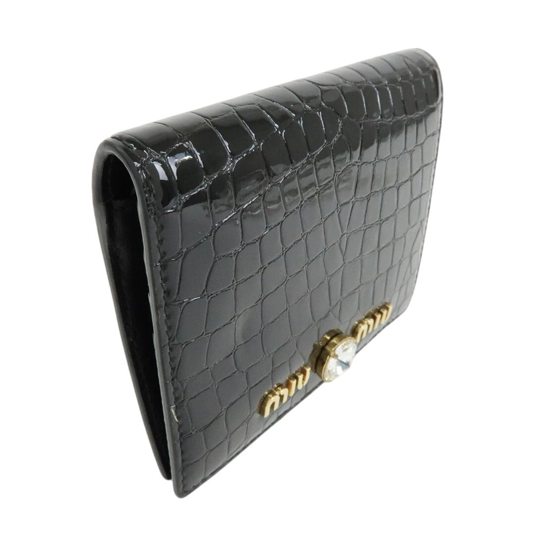 MIU MIU embossed patent leather bi-fold compact wallet