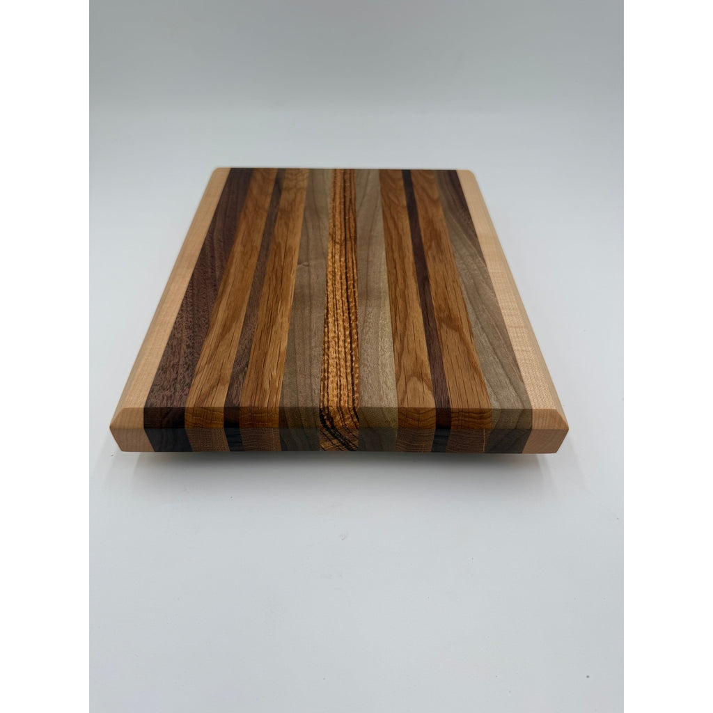 Handcrafted Edge Grain Cutting Board, Walnut Maple White Oak Tigerwood, 11.75 x 9.5 x 1.5 Inch