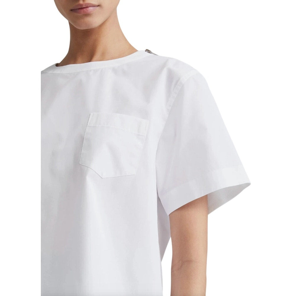 Sacai White Zip Shoulder Pocket Tee Size 3 (Large)