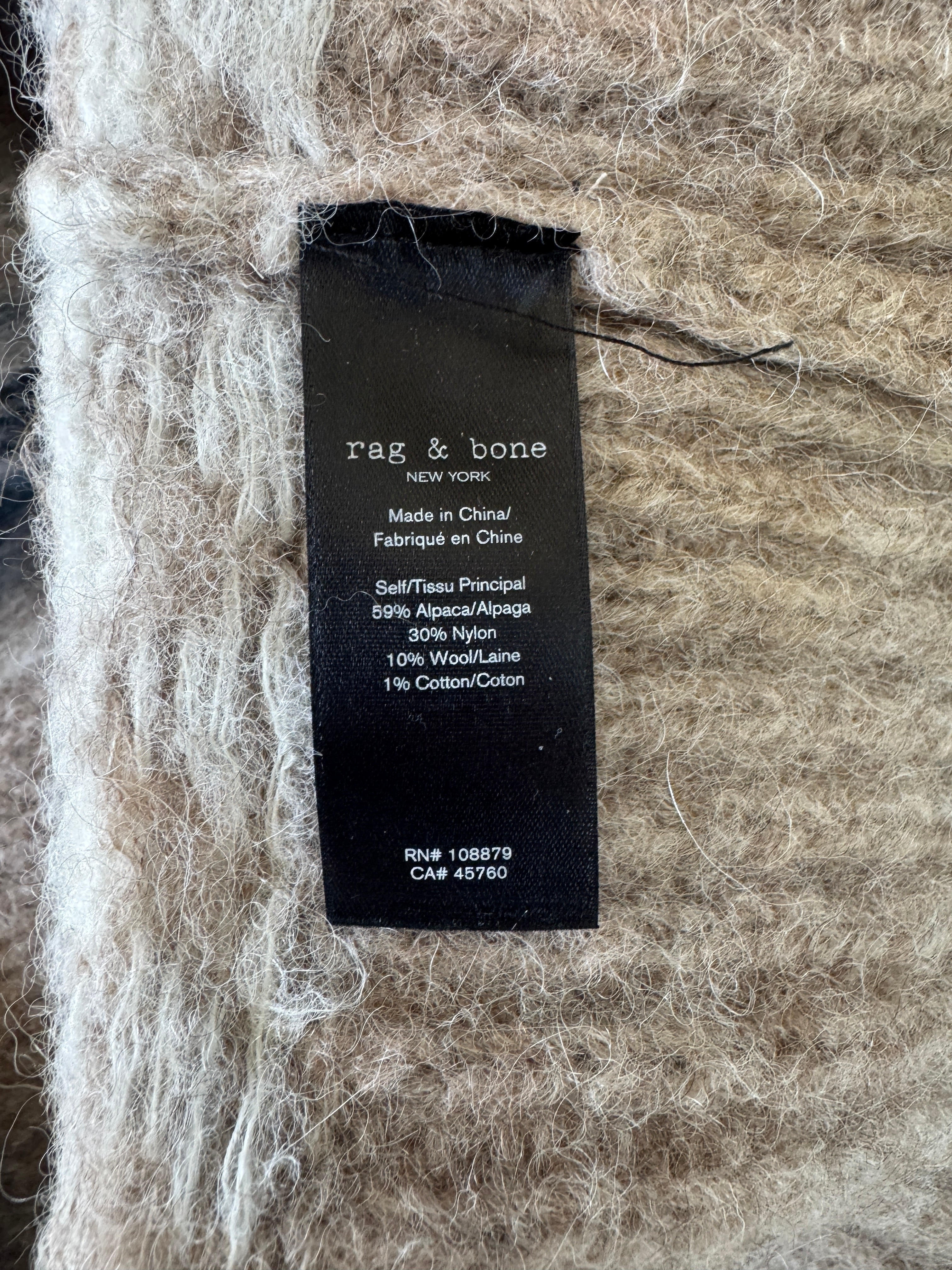 6273 - Rag & Bone Fran Fair Isle Turtleneck Sweater - Oatmeal - Size XS
