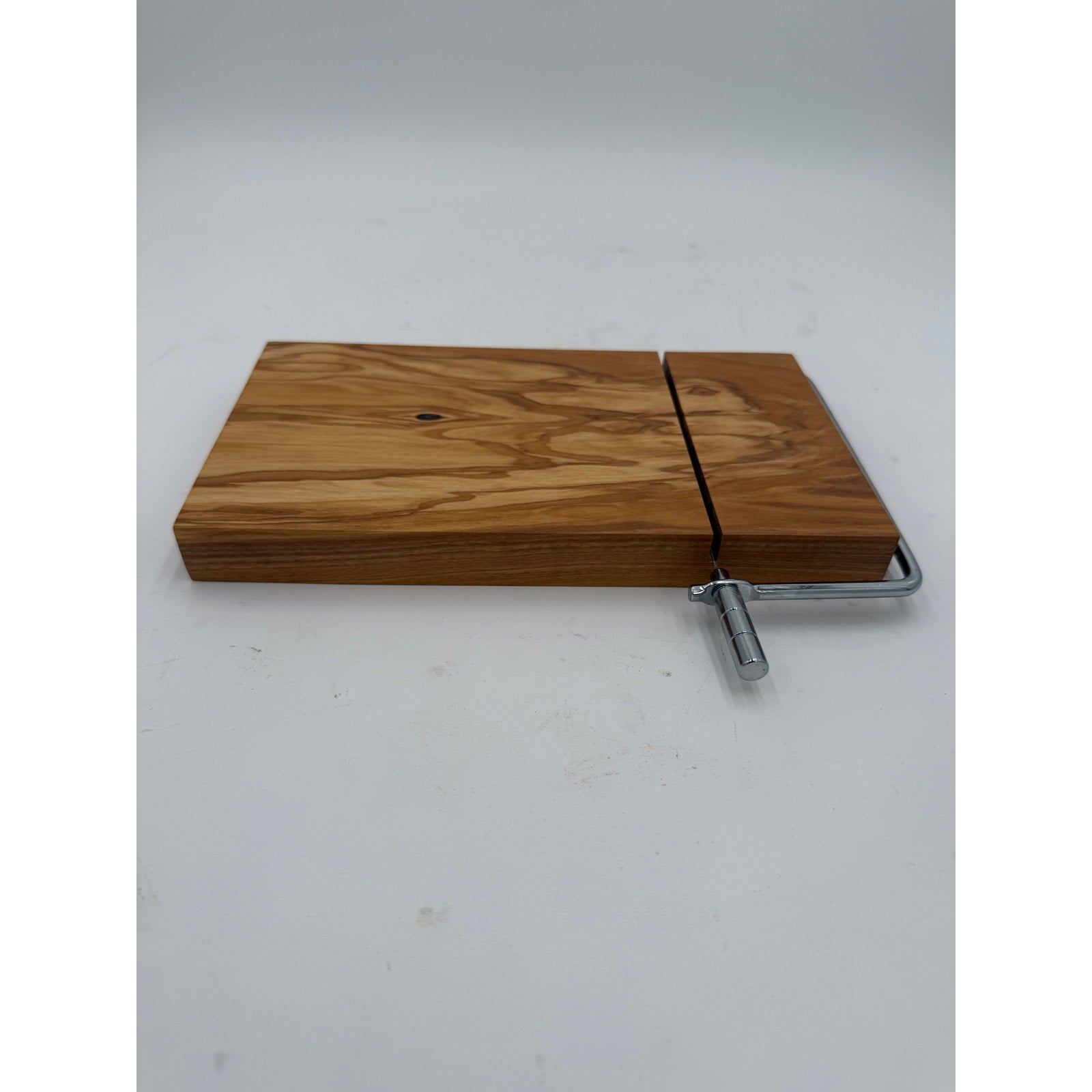 Italian Olivewood Cheese Cutter Board, Stainless Steel Wire, Handcrafted Kitchen Tool