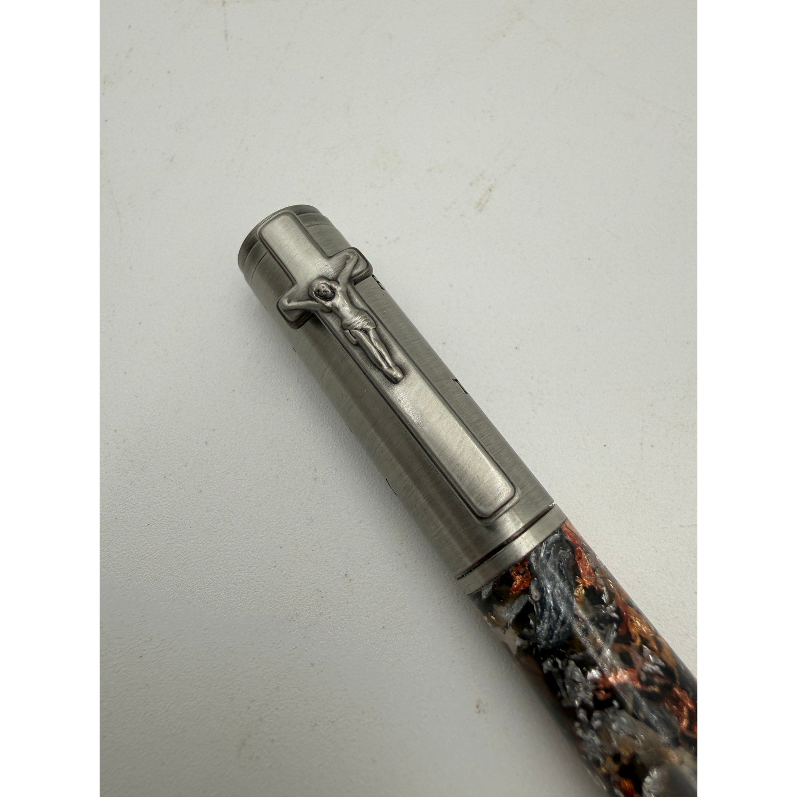 Premium Hand Turned Christian Pen, grapevine and clear epoxy body, metal cap engraved John 3:16, luxury writing gift for him