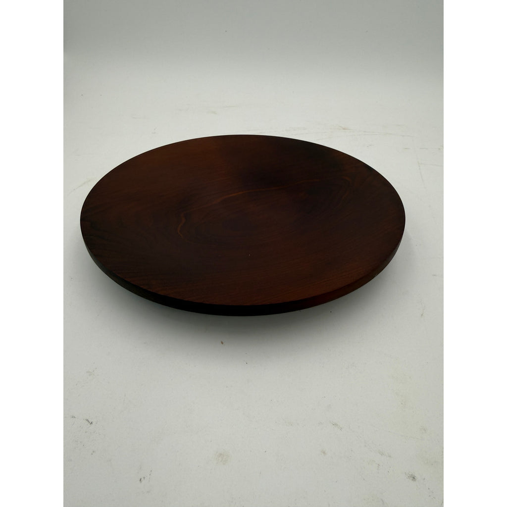 Roasted Maple Hand Turned Serving Platter, 8.75 x 1.25 in, rich dark finish, food safe oil, artisan wood decor