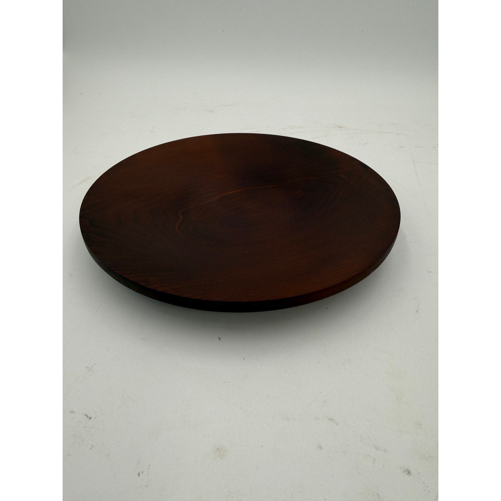 Roasted Maple Hand Turned Serving Platter, 8.75 x 1.25 in, rich dark finish, food safe oil, artisan wood decor
