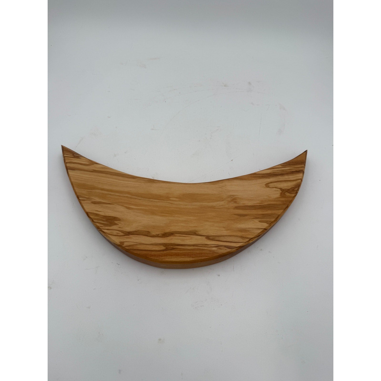 Italian Olive Wood Crescent Cheese Board, Hand Crafted, 15.5 x 5 x 1 Inch, Dense Hardwood