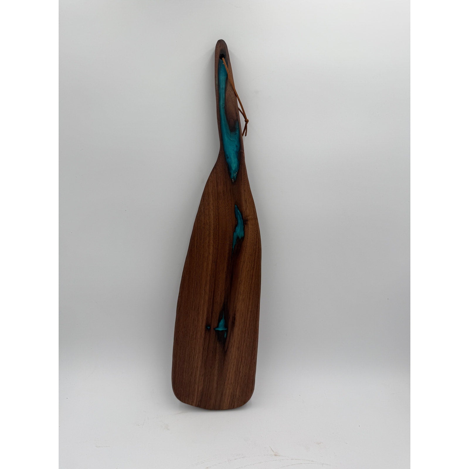 Walnut Charcuterie Board with Turquoise Inlay, 23 x 5.5 x 0.875 inches, food safe finish, handmade serving board, resin accent cheese tray