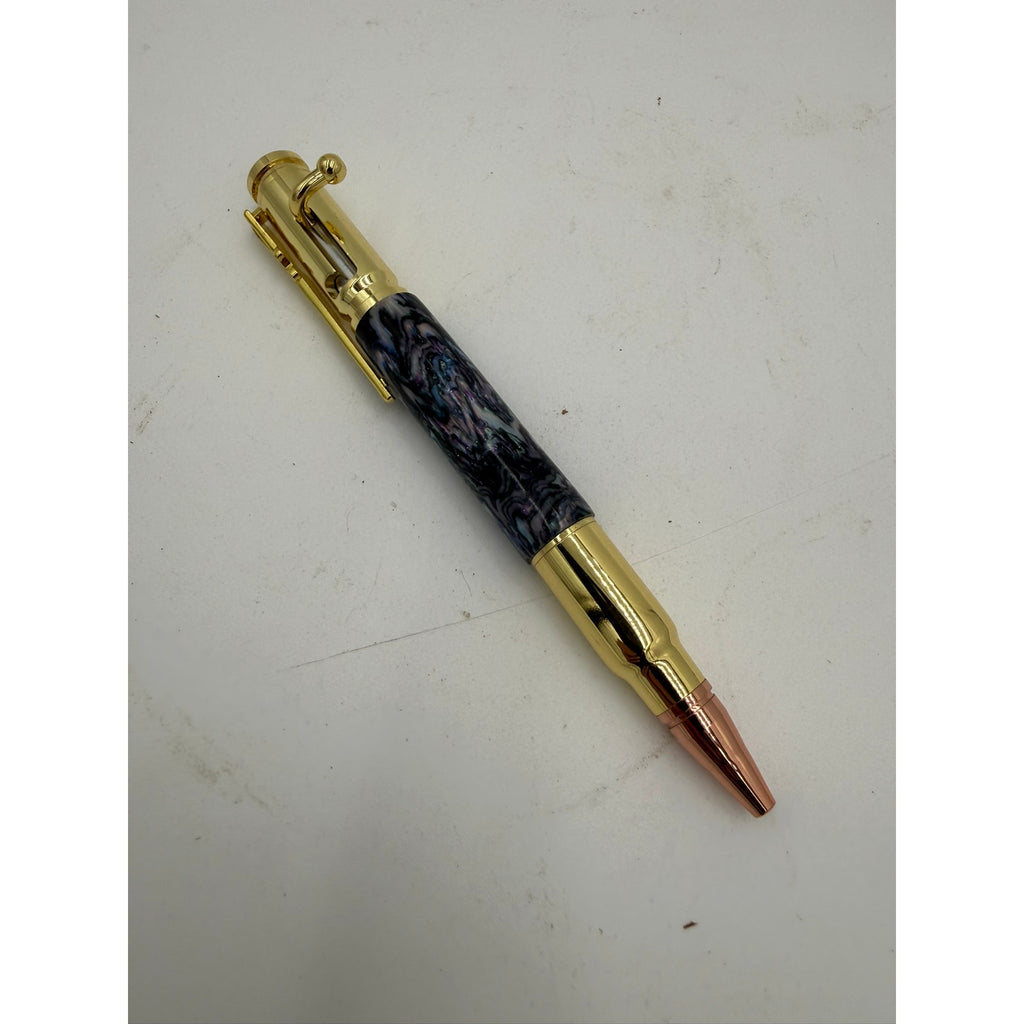 Hand Turned Purple Epoxy Bolt Action Pen, rollerball refill, executive writing gift, smooth ink, handmade USA