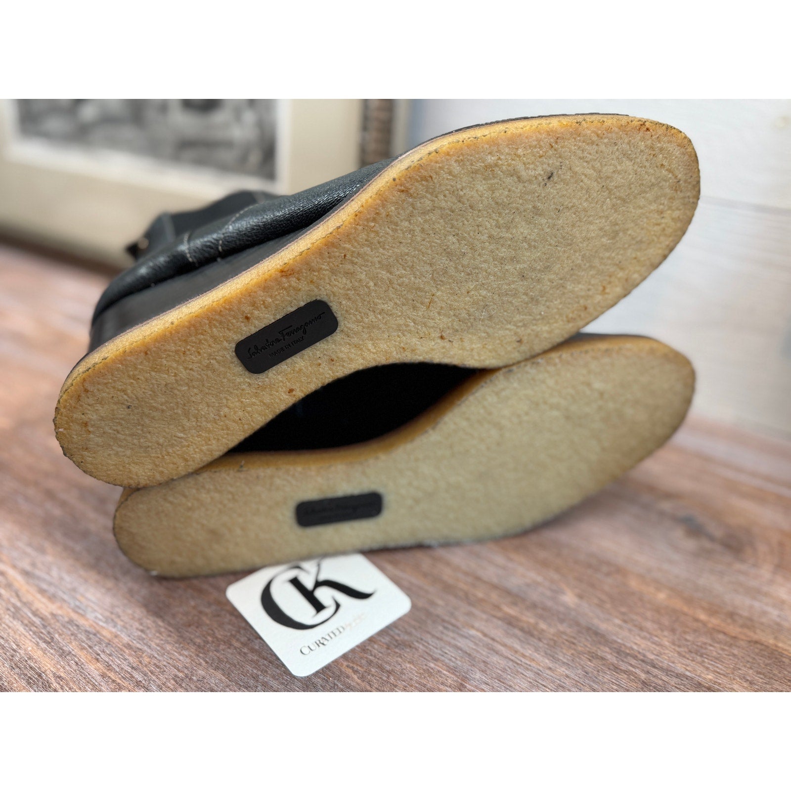 Ferragamo Leather Wedge Boots - Size 40.5 - New in Box