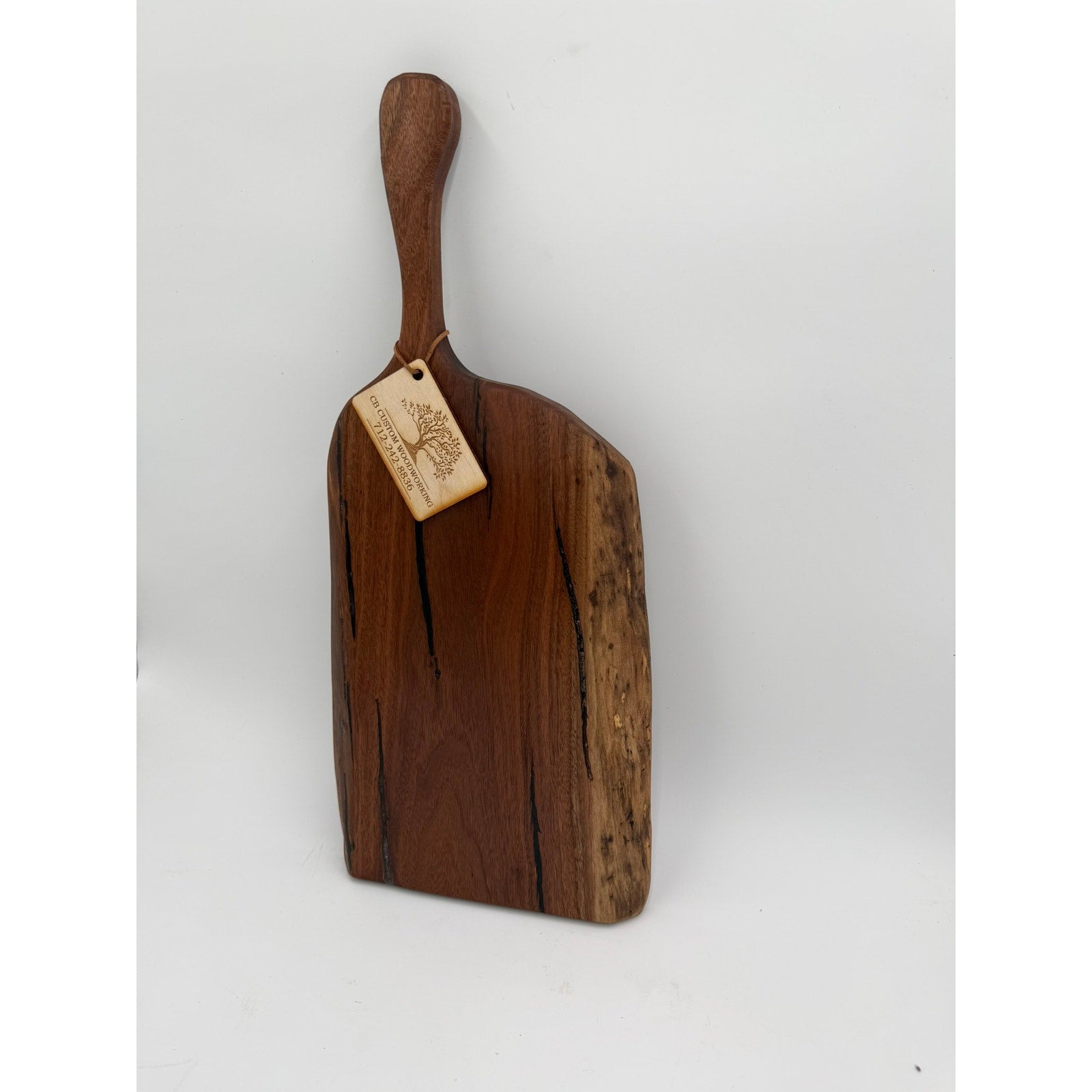Live Edge Walnut Charcuterie Board with Handle, 21 x 9.5 x 1.25 in, serving tray, cheese board, kitchen gift