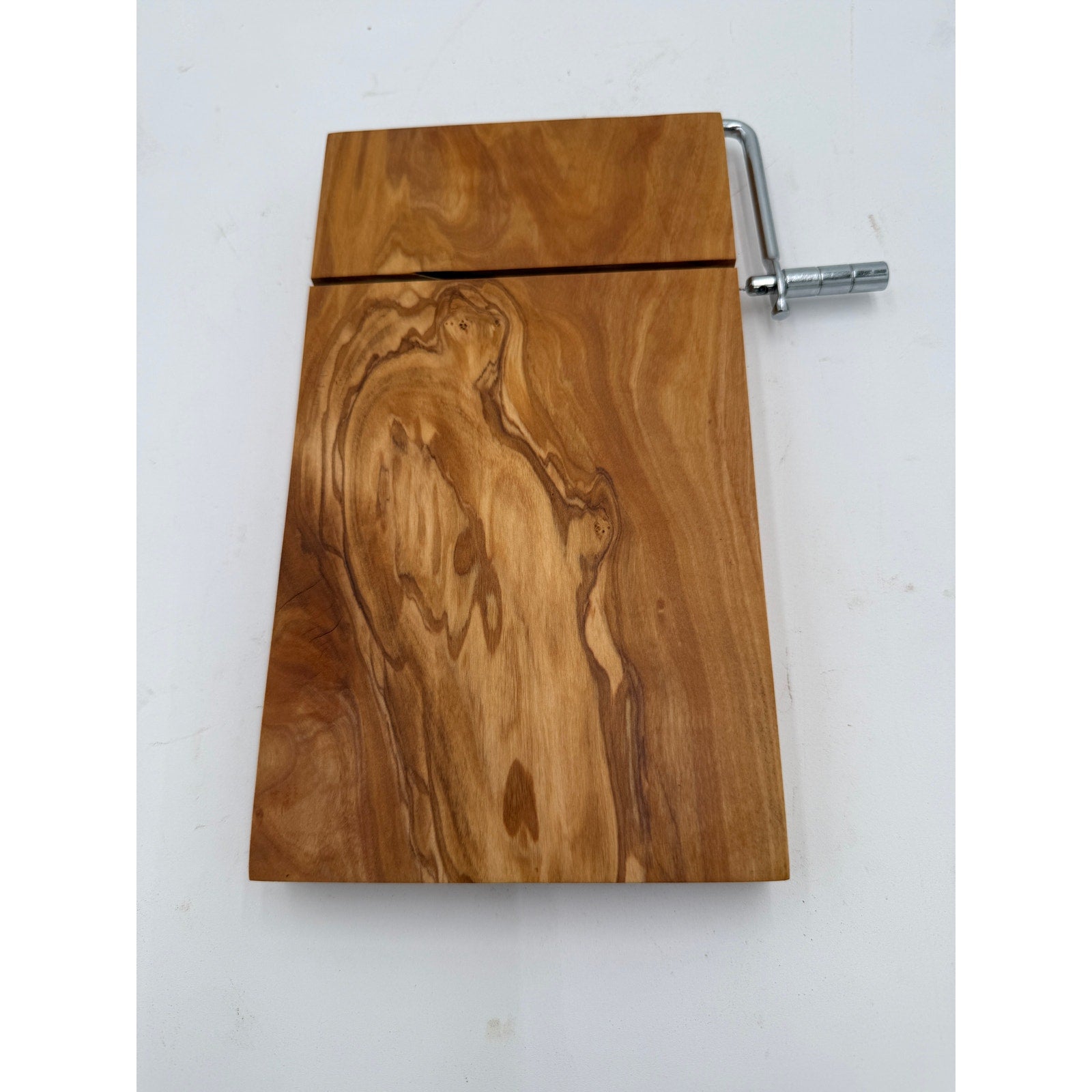 Italian Olivewood Cheese Cutter Board, Stainless Steel Wire, Handcrafted Kitchen Tool