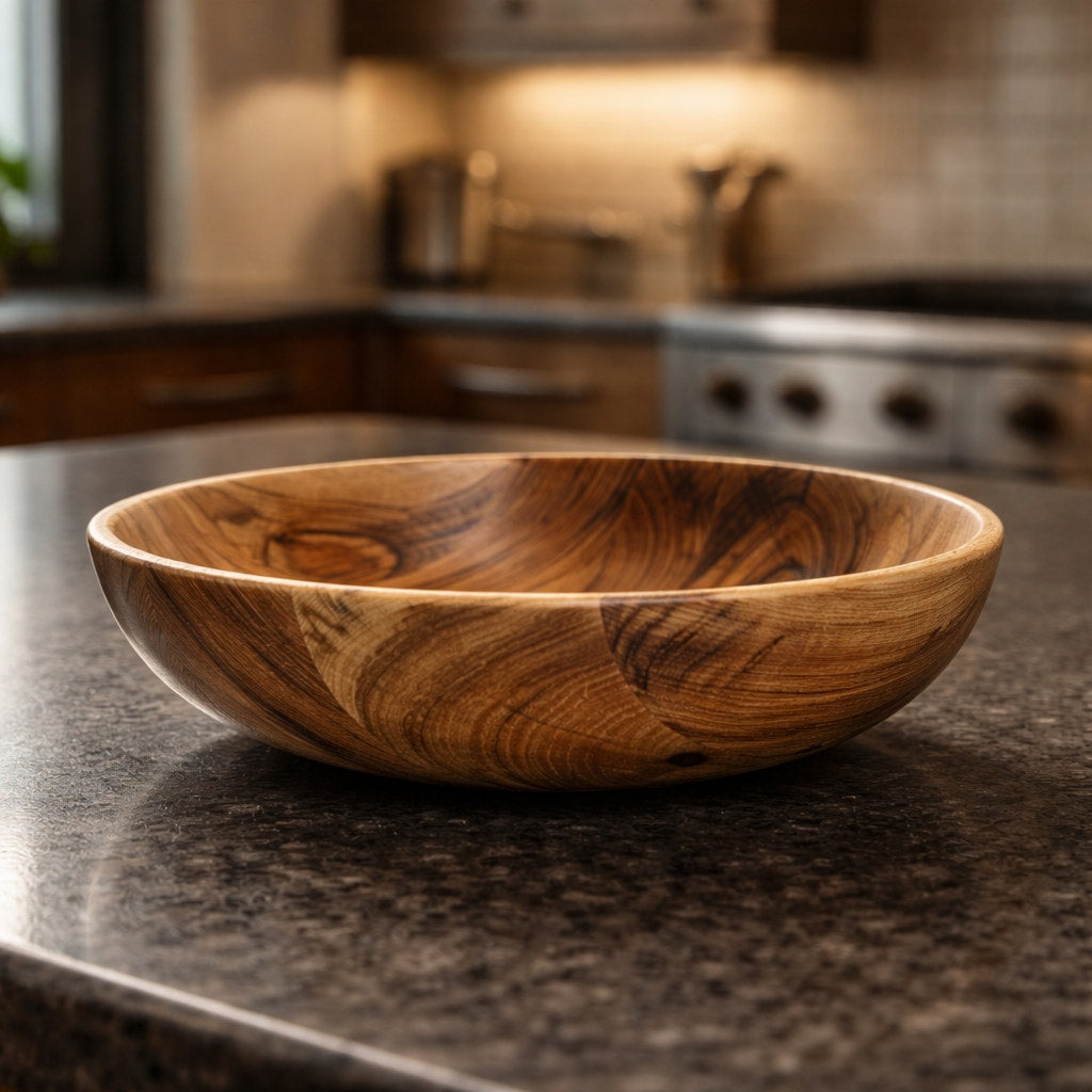 Hand Turned Hickory Wood Serving Bowl, 11.5 x 3, food safe finish, rustic kitchen decor, handmade functional