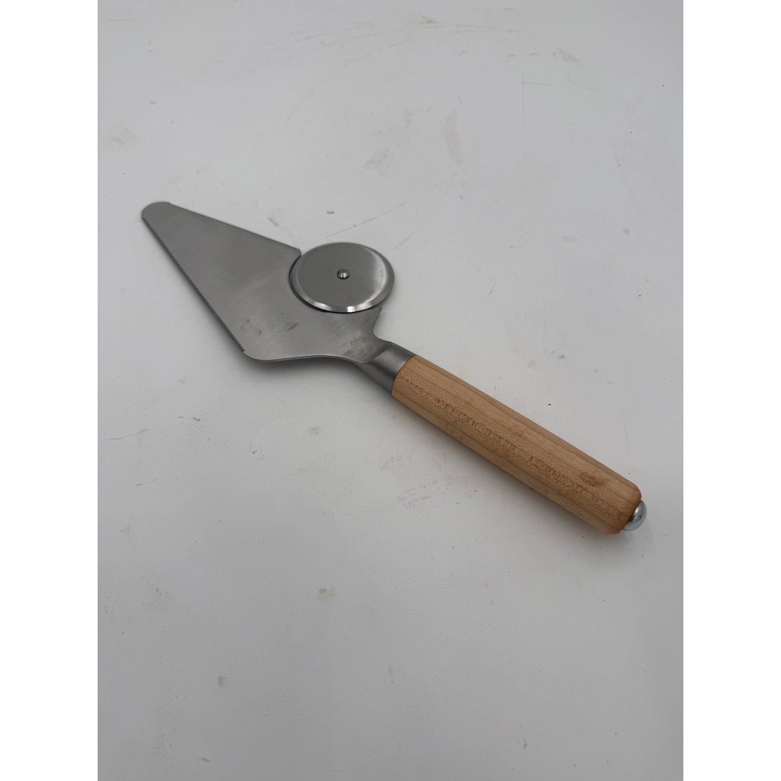 Maple Handle Pizza Cutter and Server Combo, stainless steel blade, hand turned wood, handcrafted kitchen tool, gift ready