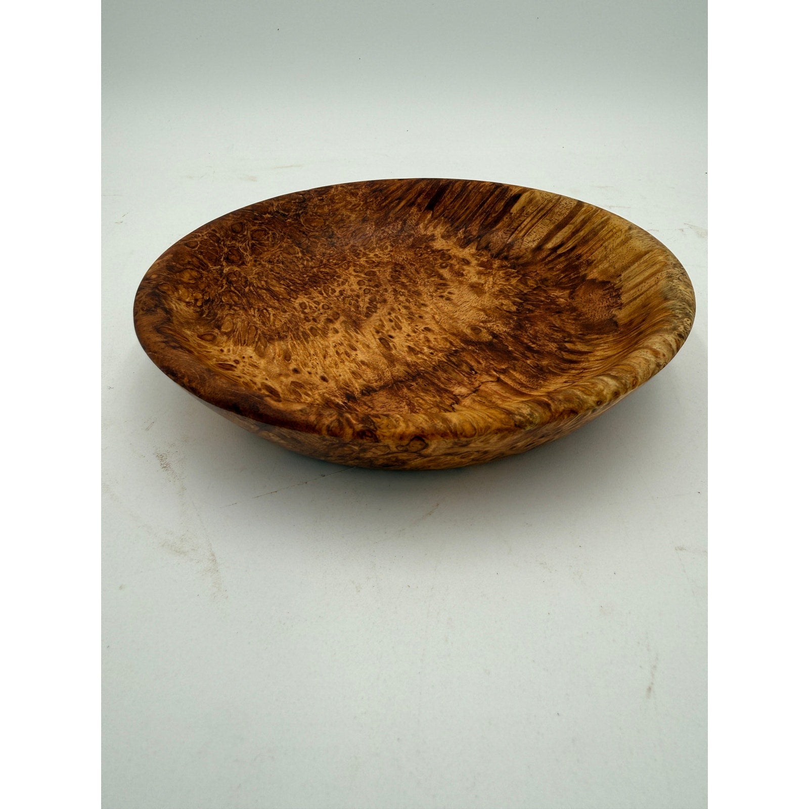 Avocado Burl Hand Turned Wood Bowl, 7.75 x 1.5 inches, food safe finish, handcrafted, one of a kind