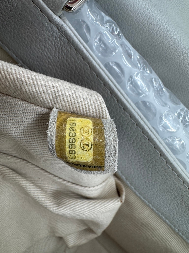 Chanel Single Flap Accordion - Light Gray with Silver Hardware