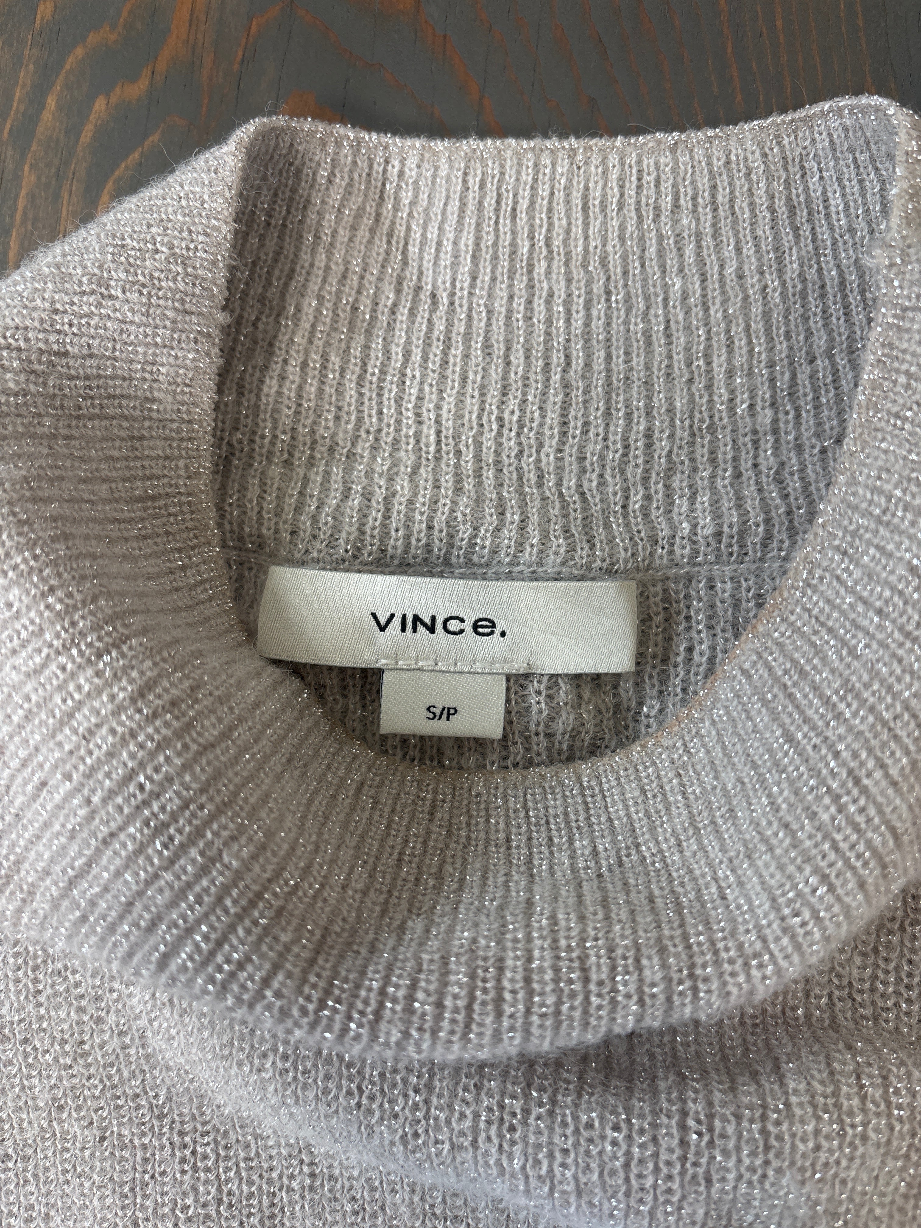 Vince Metallic Mock Neck Tan Tank - Size S - NWT