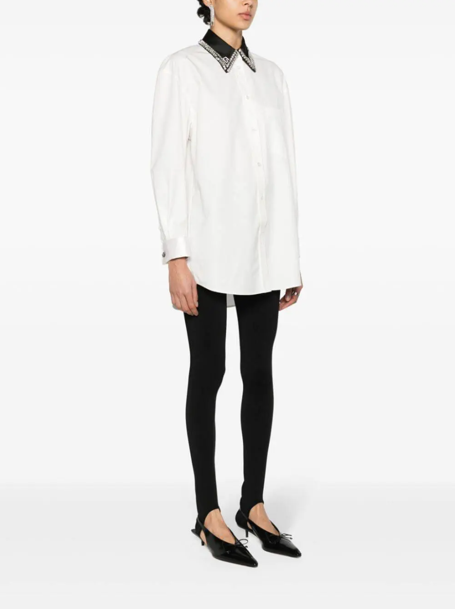 4468 - Gucci Crystal Embellished Collar Cotton Poplin Shirt - Size 40 - NWT - Retail $3500