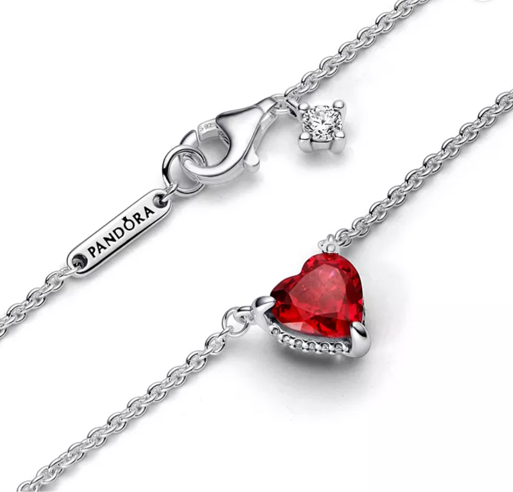 Pandora Sparkling Heart Halo Pendant Collier Necklace - Sterling Silver - New in Box