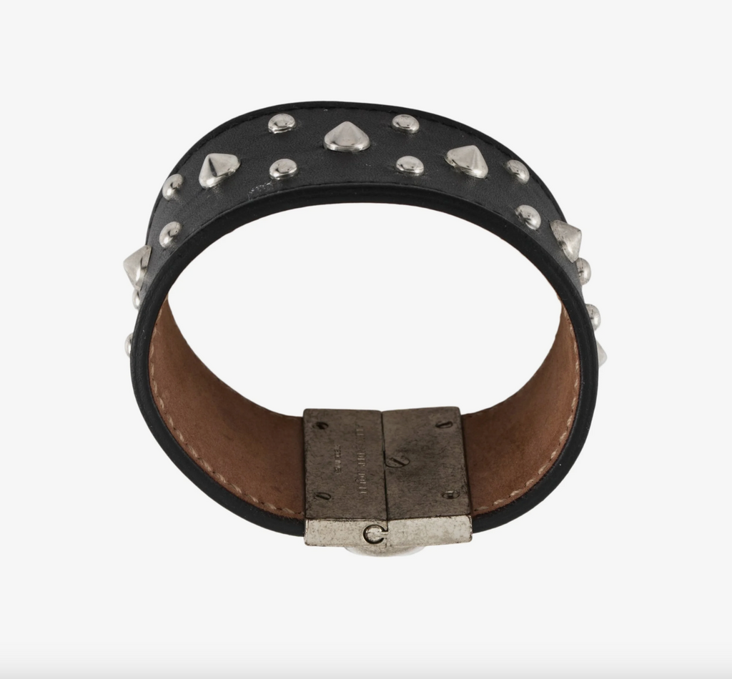 6905 - Alexander McQueen Leather & Crystal Studded Skull Wrap Bracelet