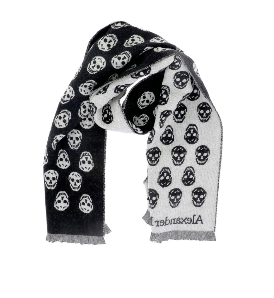 7420 - Skull Jacquard Wool Scarf - NWT