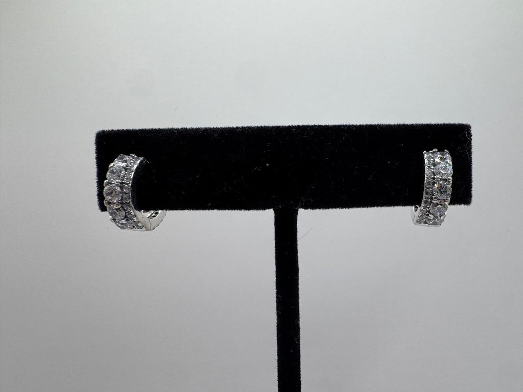 Pandora Double Band Pavé Hoop Earrings - NWT