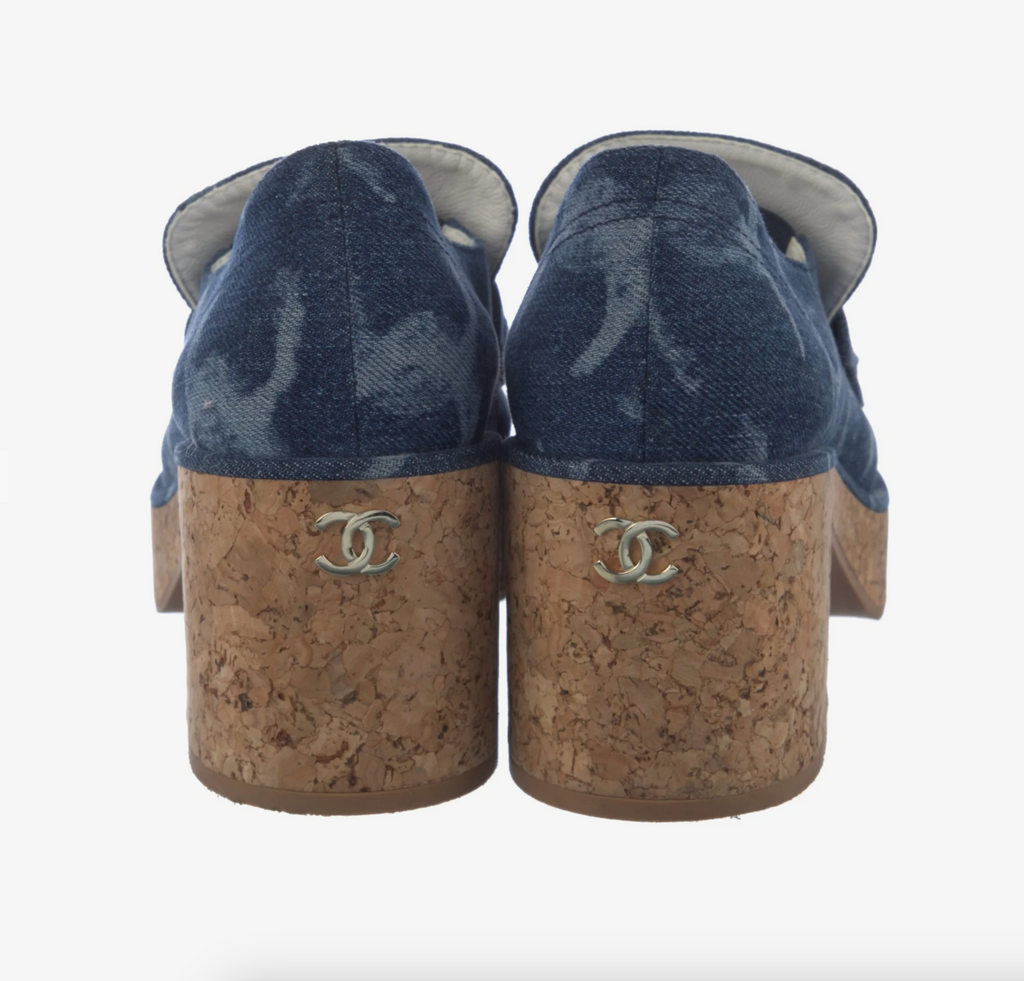 7008 - 2023 Interlocking CC Logo Denim Platform Loafers - Size 41