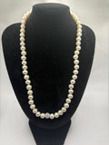 Genuine Hand-knotted Pearl Strand Necklace with Pave Crystal Accent Bead - NWT