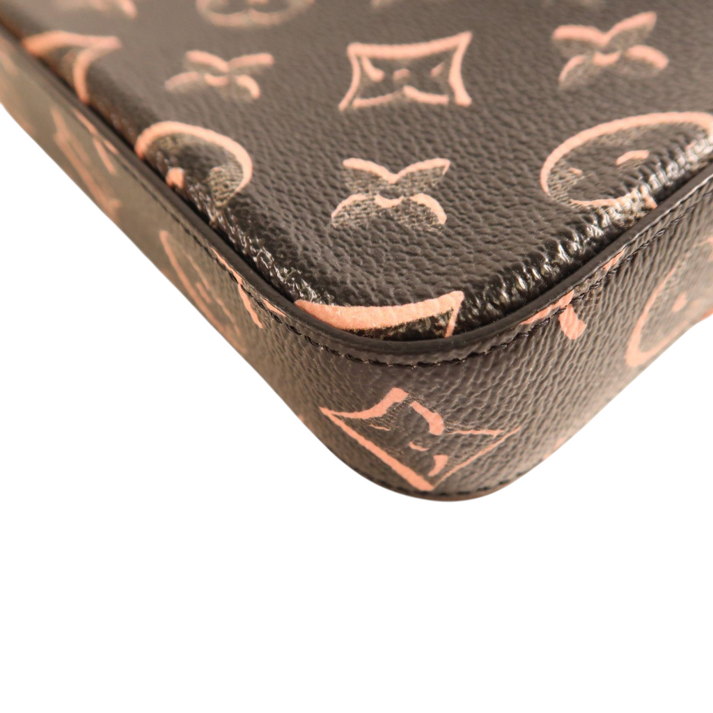 CURATED by Kira Louis Vuitton Felicie pochette in black and pink monogram coated canvas with textured finish