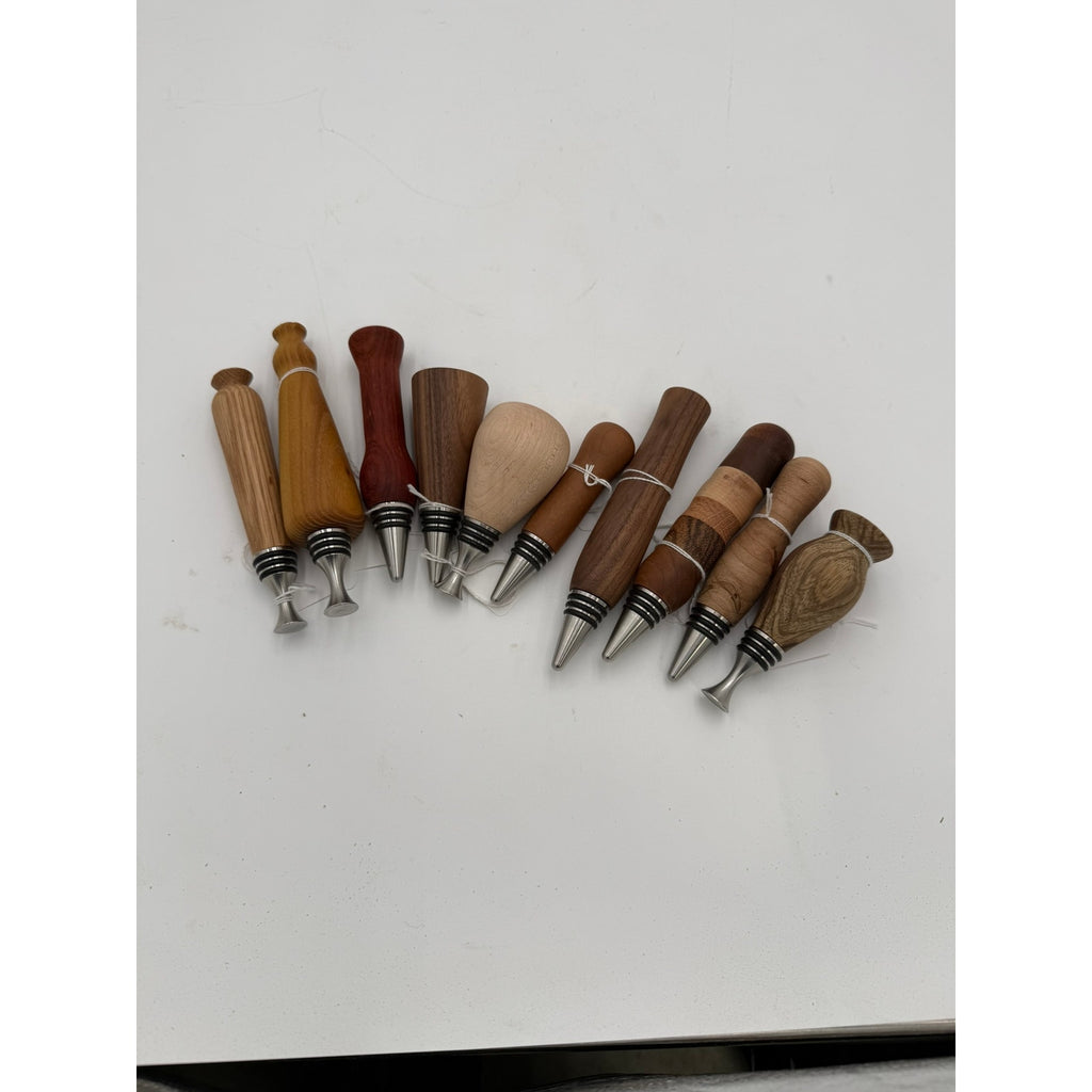 Hand Turned Hardwood Wine Bottle Stopper, stainless steel core, premium O-rings, choice of fine woods, gift ready