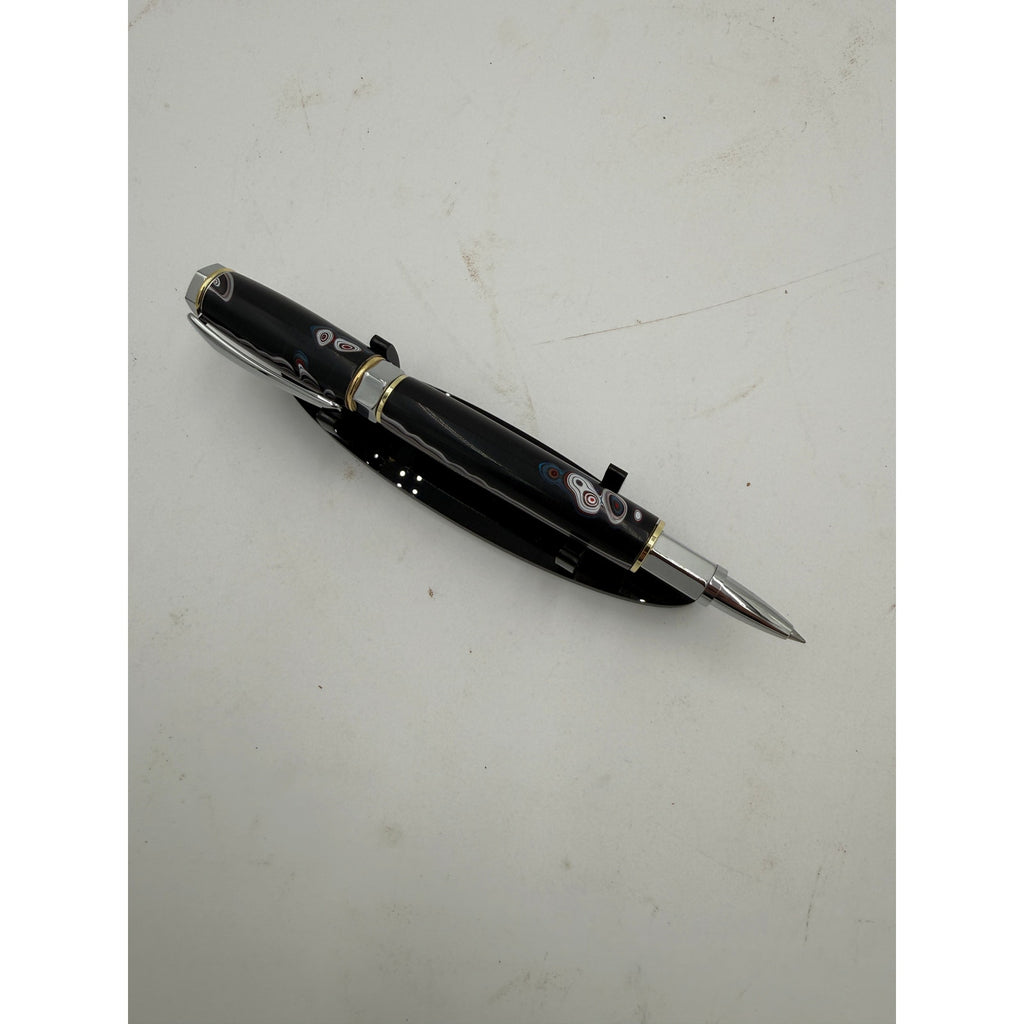 Hand Turned Fordite Rollerball Pen Gift Set, executive gift, hand crafted, rare fordite barrel, smooth writing, upgradeable refill