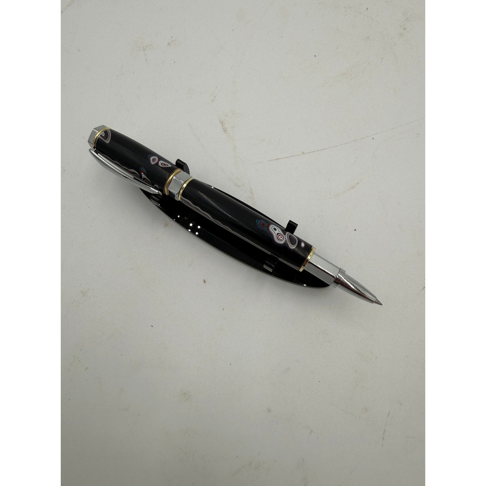 Hand Turned Fordite Rollerball Pen Gift Set, executive gift, hand crafted, rare fordite barrel, smooth writing, upgradeable refill