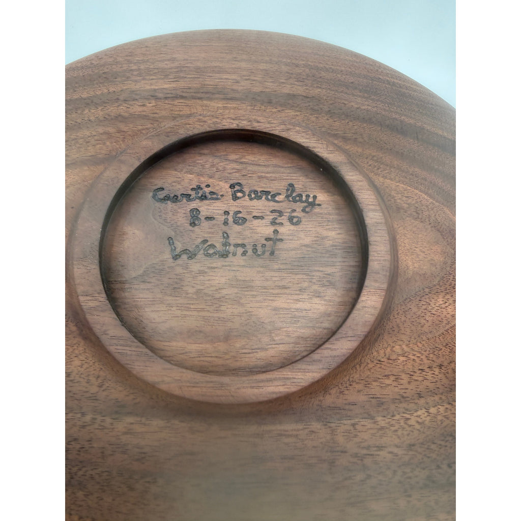 Hand Turned Walnut Serving Platter, 12.5 Inch, Rich Grain Patterns, SKU 1461