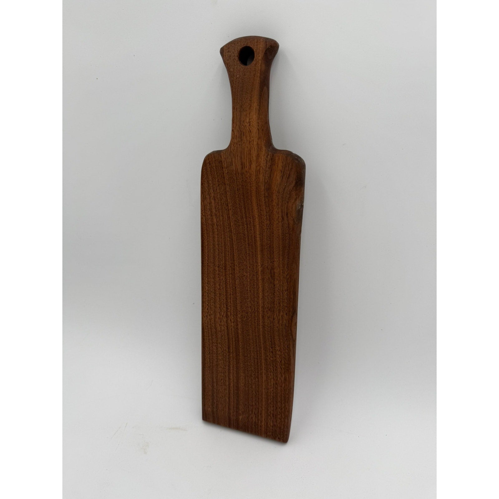 Walnut Charcuterie Board with Handle, 14.25 x 3.75 x .75, food safe finish, slim serving paddle, decorative kitchen gift