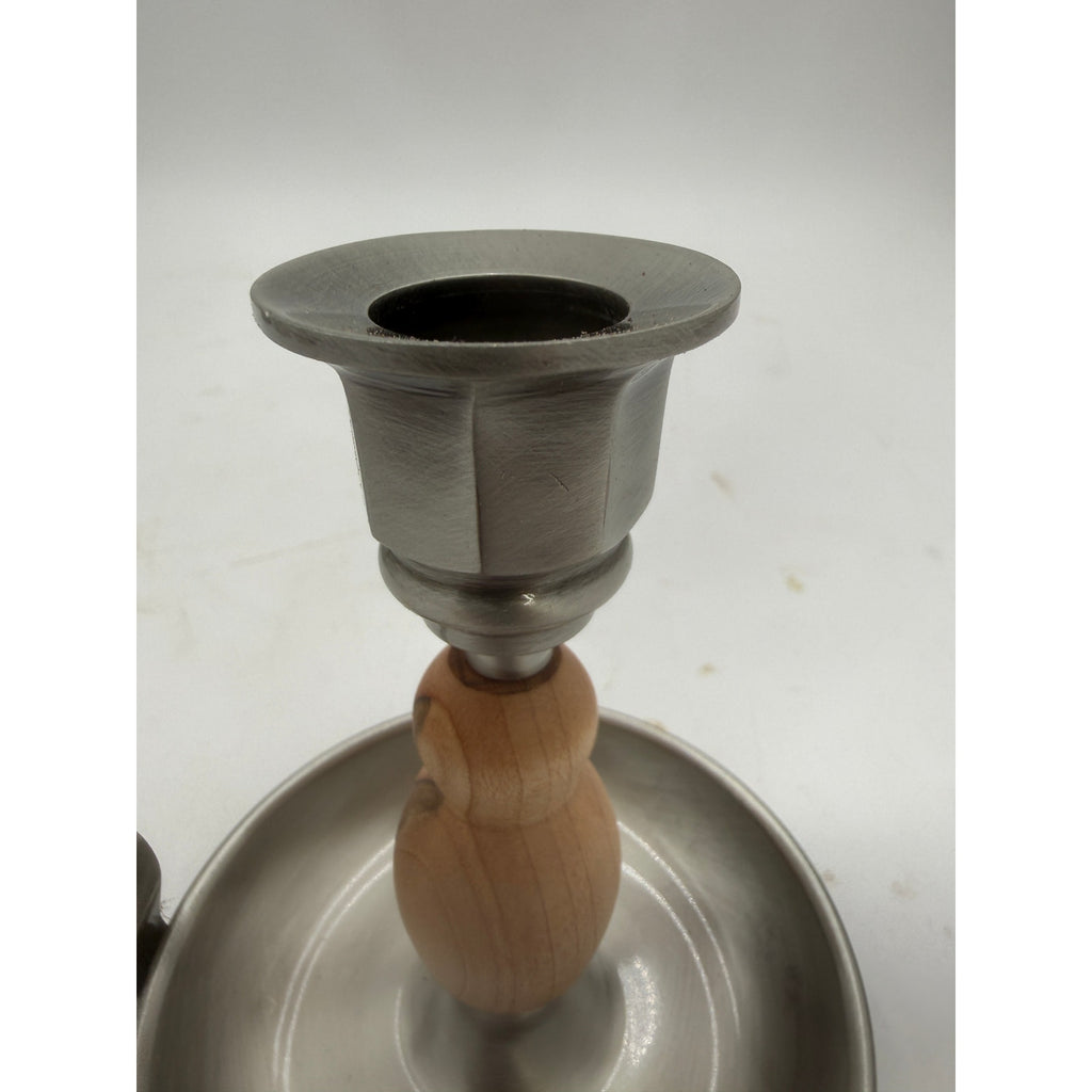 Hand Turned Wood Candle Holder, Brushed Satin Finish, 4 x 4 Inch, Hand Crafted