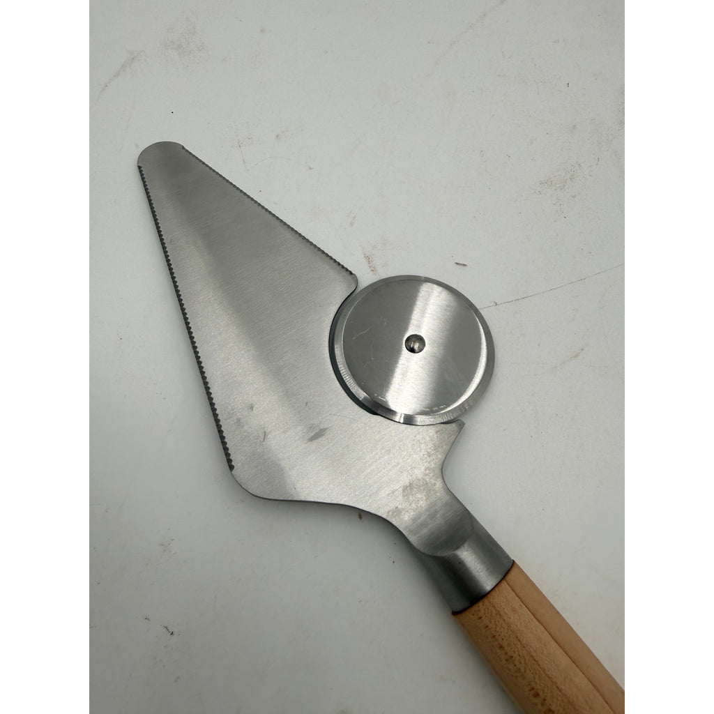 Maple Handle Pizza Cutter and Server Combo, stainless steel blade, hand turned wood, handcrafted kitchen tool, gift ready
