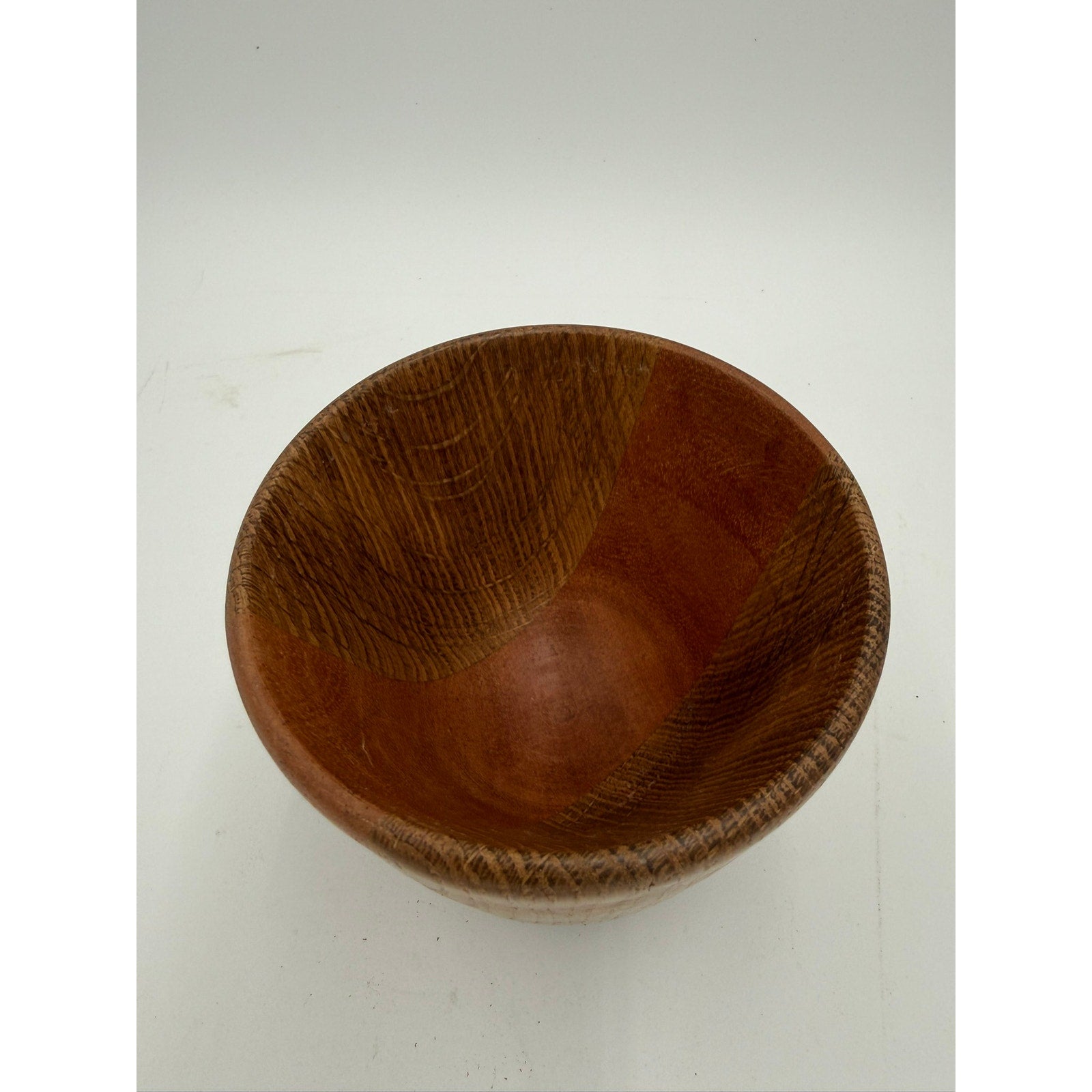 Hand Turned White Oak and Mahogany Bowl, 5 x 4.25 in, handmade wood vessel, food safe finish, decorative yet functional