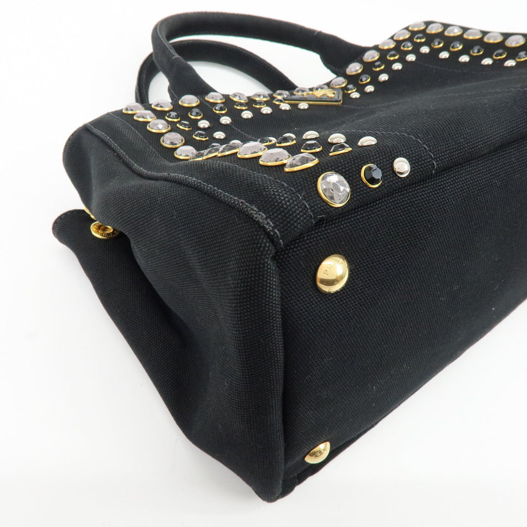 6749 - Prada Canapa Mini Canvas 2Way Tote Bag - Black