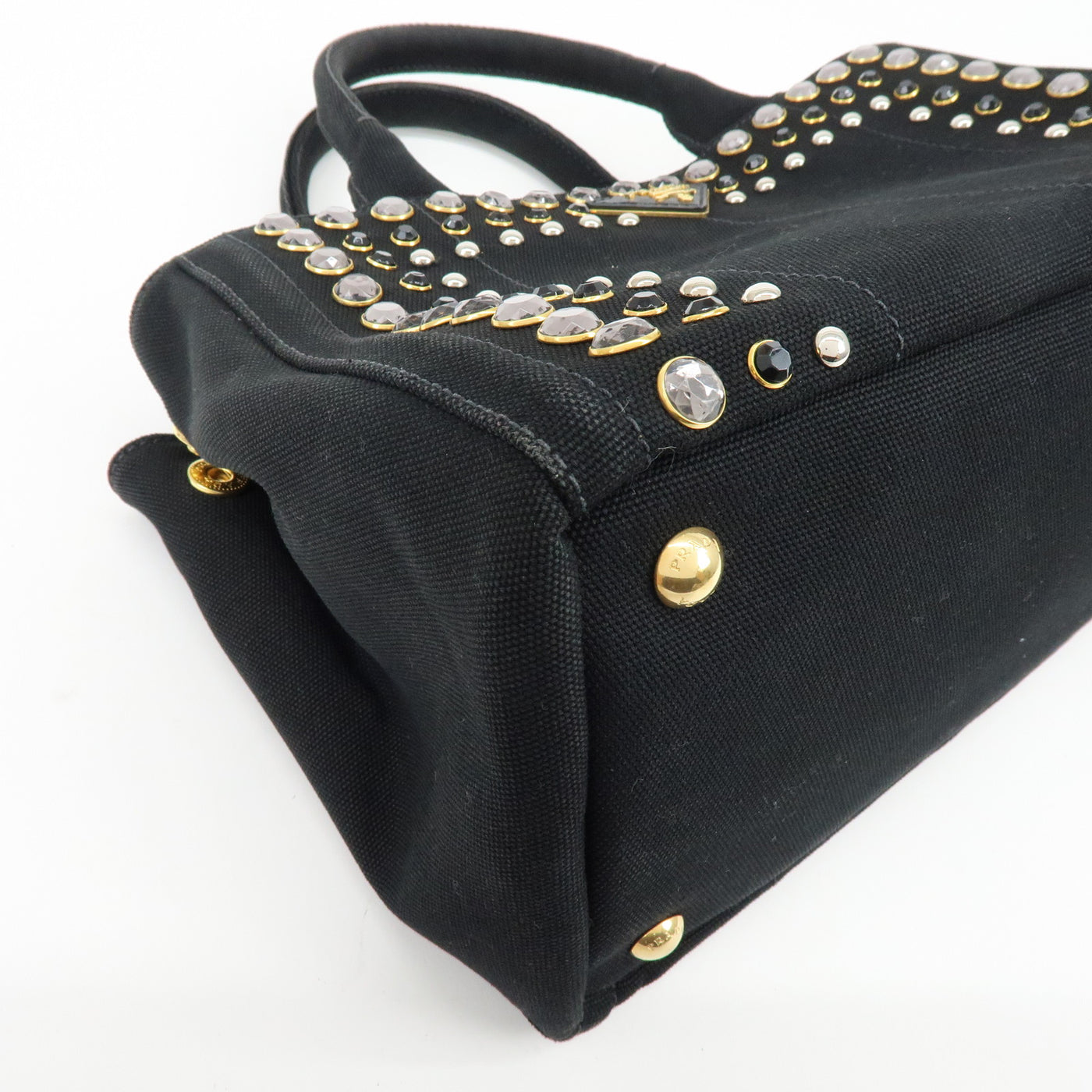 6749 - Prada Canapa Mini Canvas 2Way Tote Bag - Black