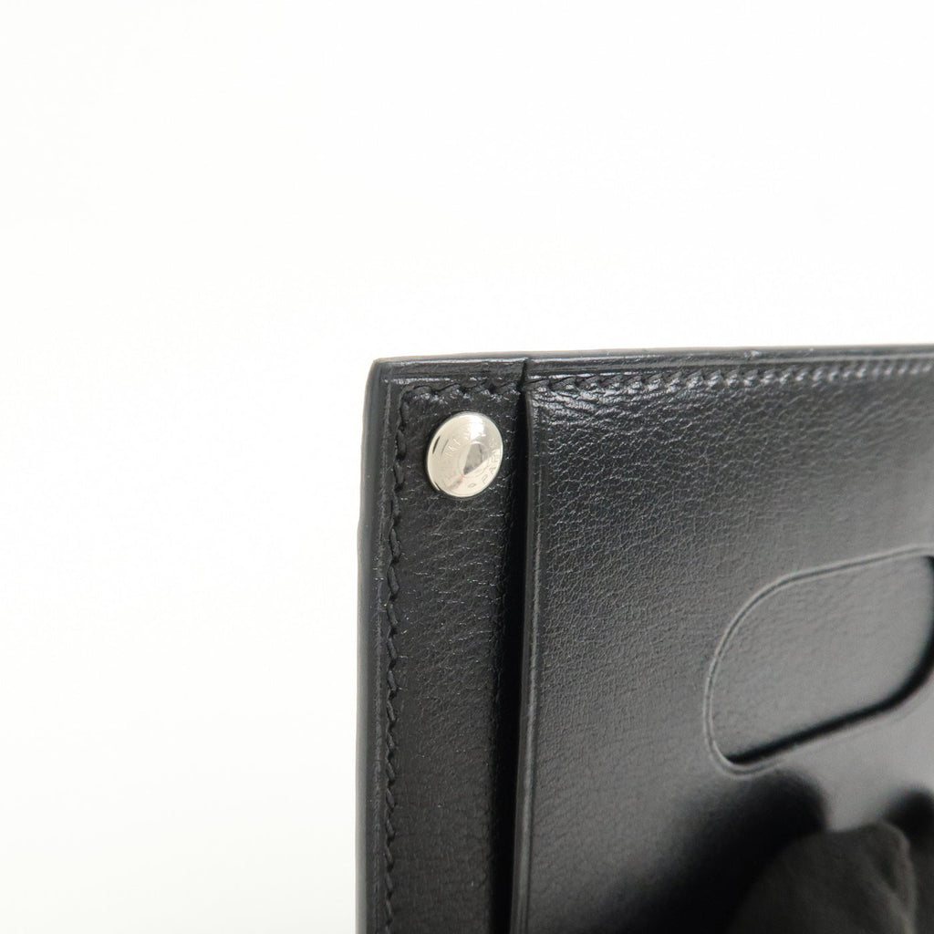 6682 - Hermes Evercalf Leather Chouchou Serie Button I Stamped Pass Case Black