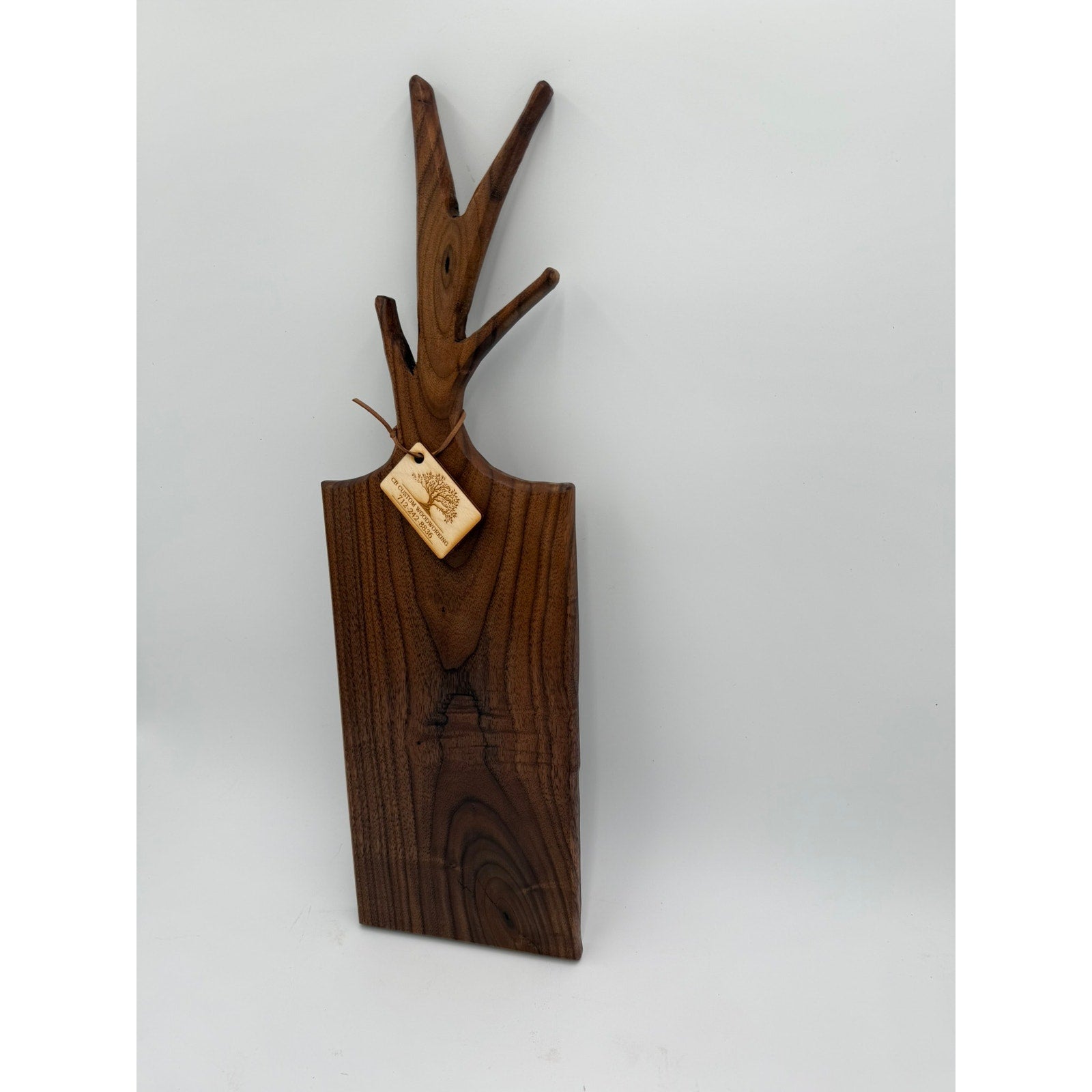 Walnut Charcuterie Board with Twig Handle, 25x7x1, food safe finish, serving tray, cheese board, handmade