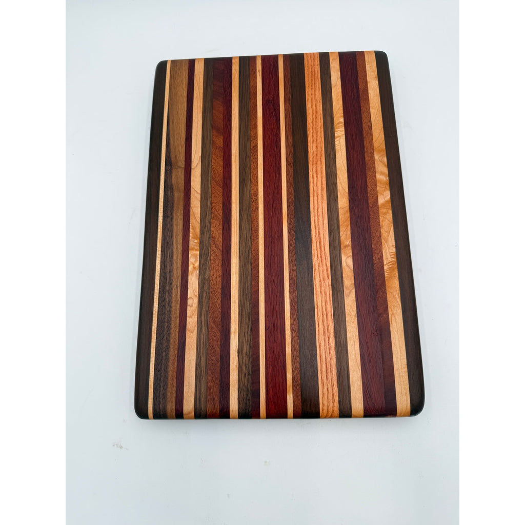 Handcrafted Edge Grain Cutting Board, 17.5 x 12 x 1 Inch, Laminated Domestic and Exotic Hardwoods