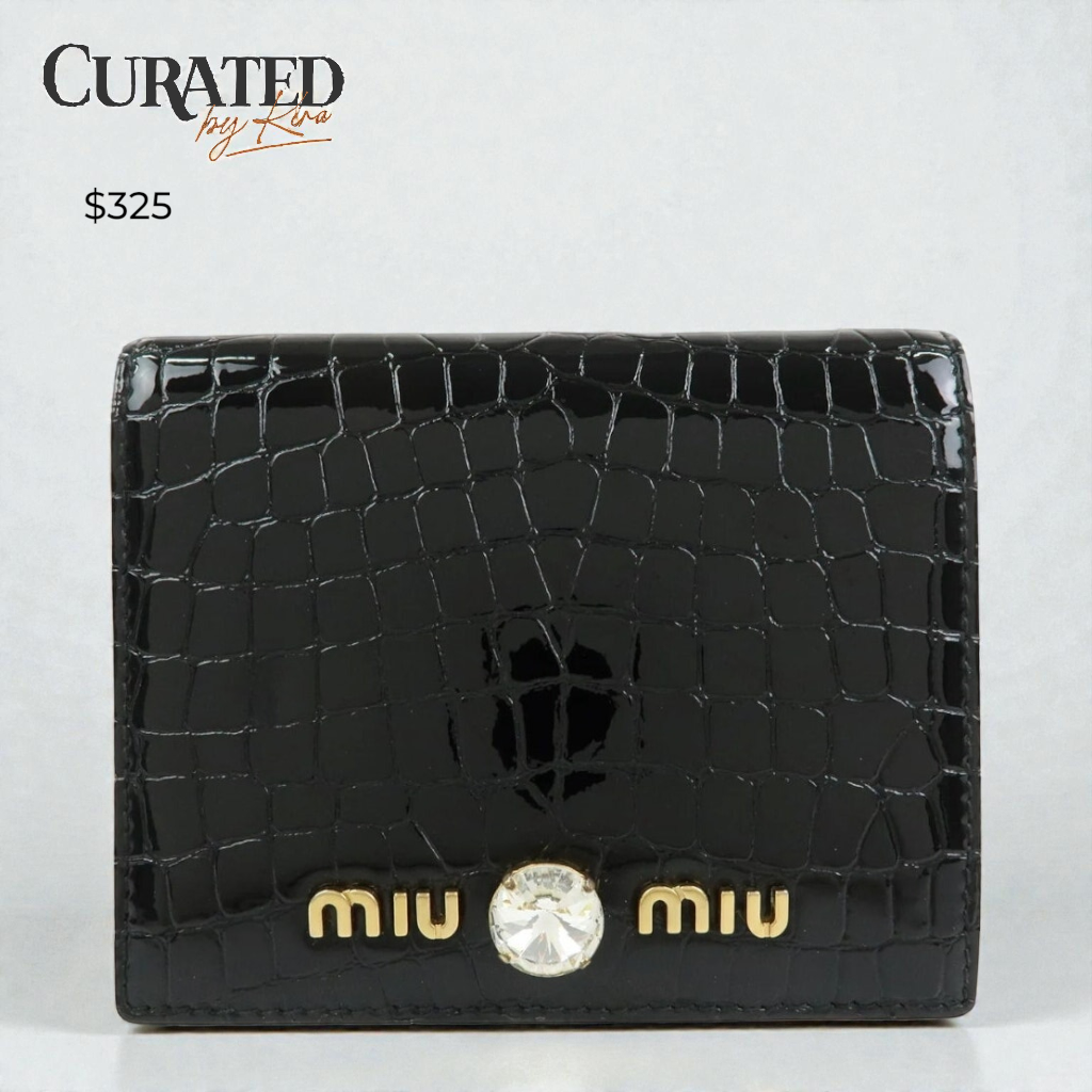 MIU MIU embossed patent leather bi-fold compact wallet