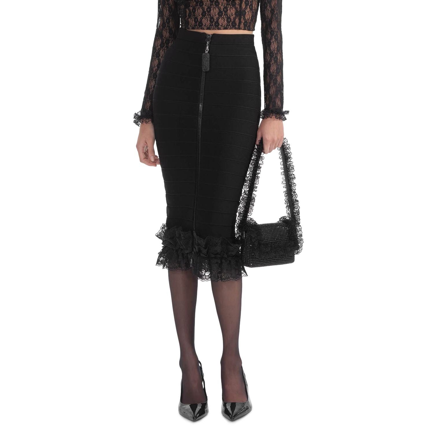 Self Portrait x Christopher Kane ruffle knit midi skirt - Size 8 - NWT
